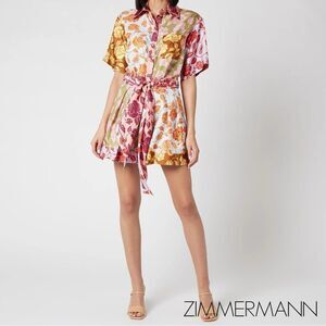 ZIMMERMANN **NWT** Lovestruck Silk Spliced Short Mixed Roses